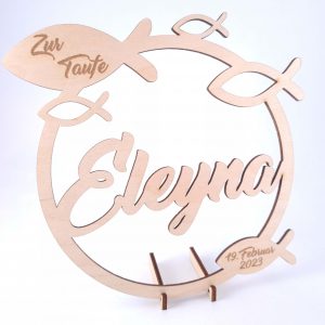 Holzring "Zur Taufe - Fische"